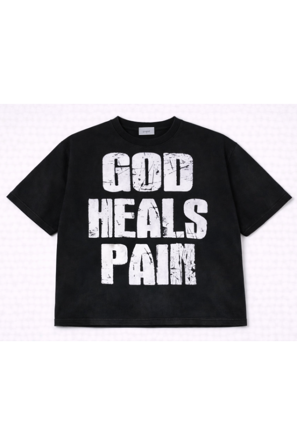 Black Healed Boxy Tee