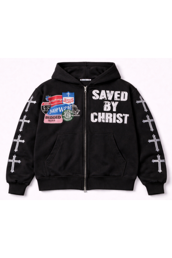 Black Savior Zip Up Hoodie